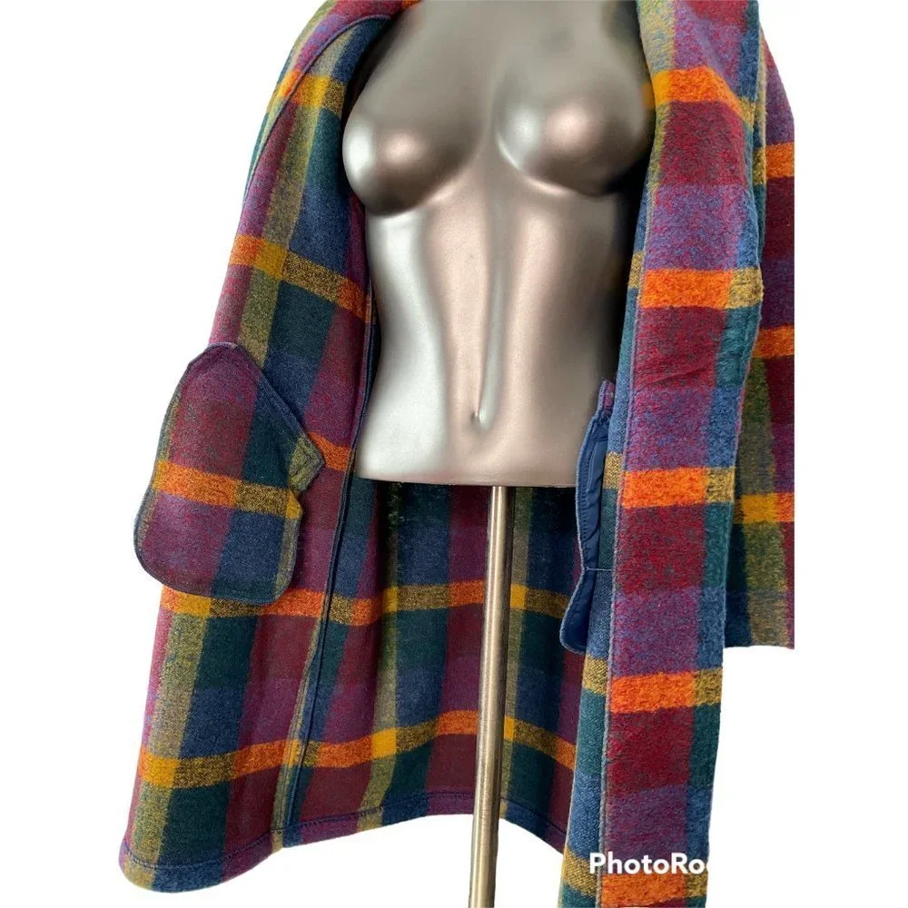 *SOLD* Rachel Zoe Women’s Plaid Coat Multicolor Size Small NWT. Wool long winter - Picture 2 of 7